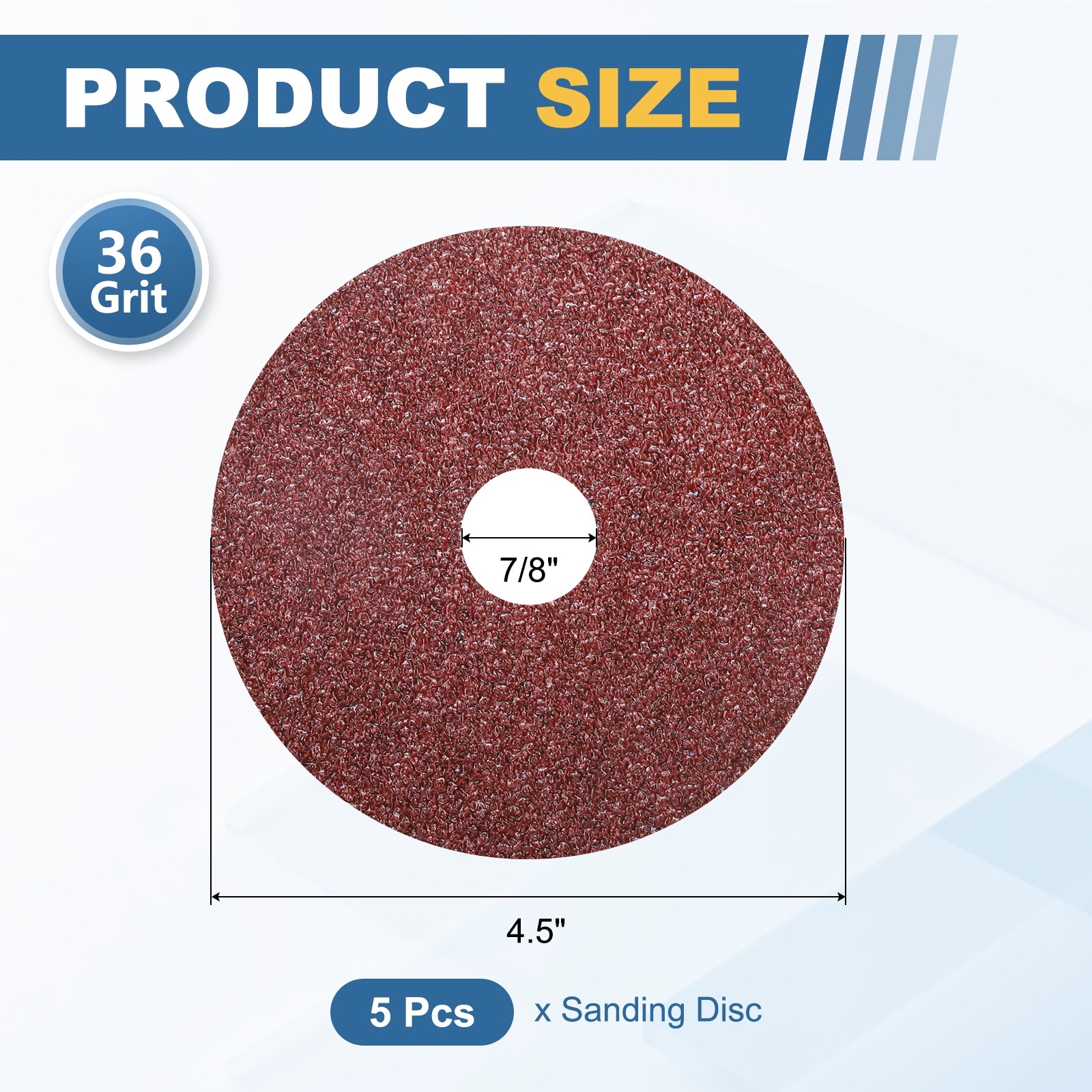 5 Pcs Ceramic Aluminum Oxide Discs – [4.5″ x 7/8″ Arbor Hole, 36 Grits], Red