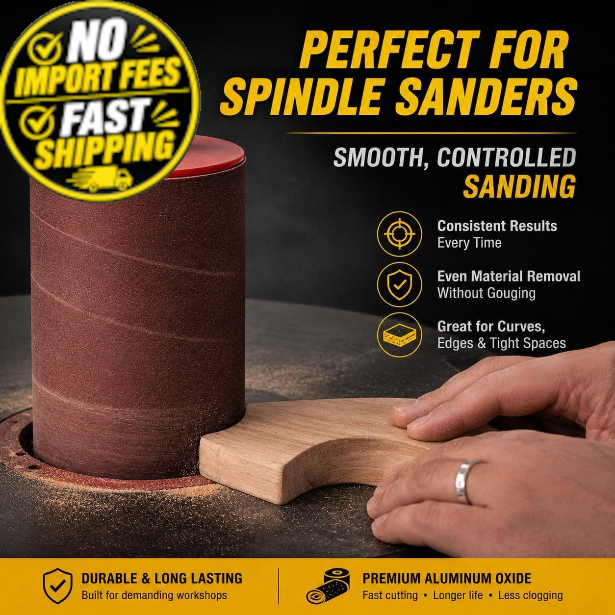 Dark Stone Sanding Sleeves for Oscillating Spindle 3-inch x 4-1/2-inch