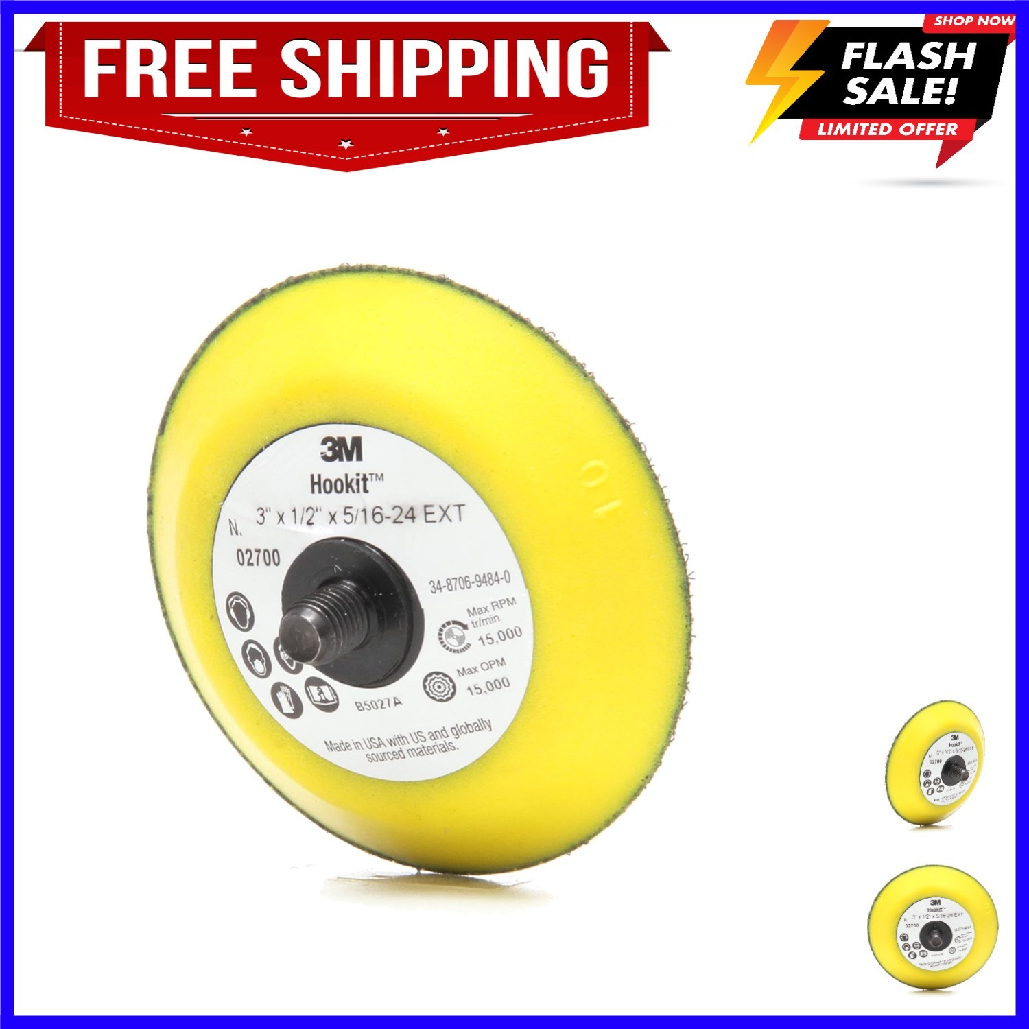 Hookit Disc Pad – For Hook and Loop Discs – Use With Random Orbital Sanders, …