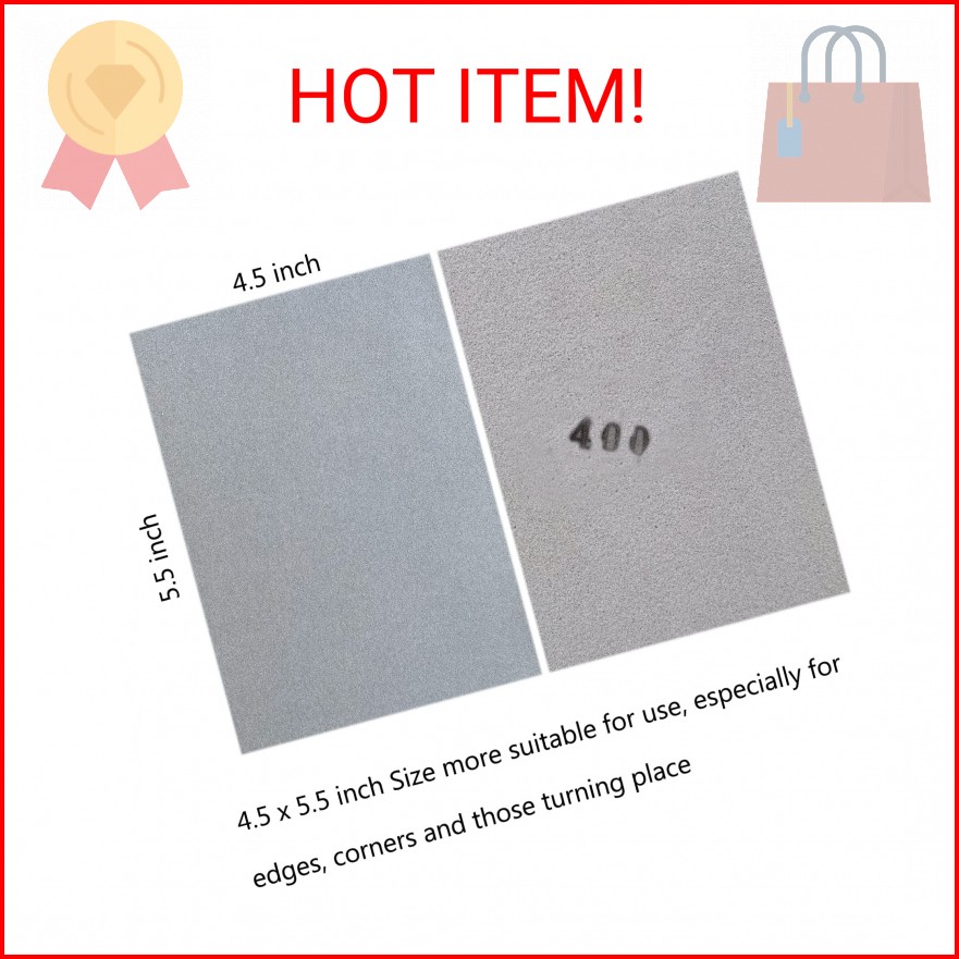 SACKORANGE 10 PCS 400 Grit 4.5 x 5.5 Inch Sanding Sponge Set, Wet or Dry Hand Sa