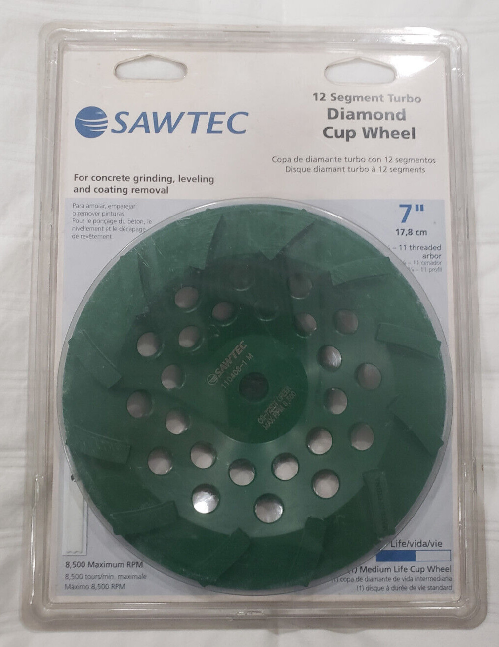 (1) NEW Diamond Sawtec 7″ 12-Segment Turbo Diamond Cup Wheel Grind Concrete