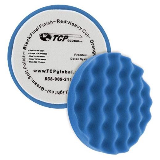 6.5″ Blue Waffle Foam Buffing Pad Hook and Loop Backing – Light Cut Pad for