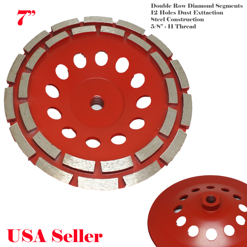 7″ Double Row 5/8-11 Thread Concrete Diamond Grinding CUP Wheel Disc Grinder