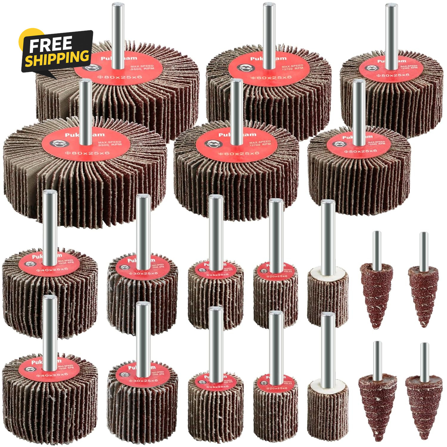 20 Pcs Flap Wheel Sander Set 80 Grit Sanding Wheel for Drill 1/4″ Shank
