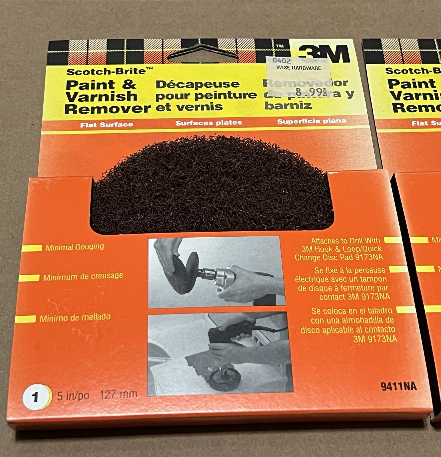 3M Scotch-Brite 9411NA 5” Paint & Varnish Remover Hook & Loop 3-Pack NOS