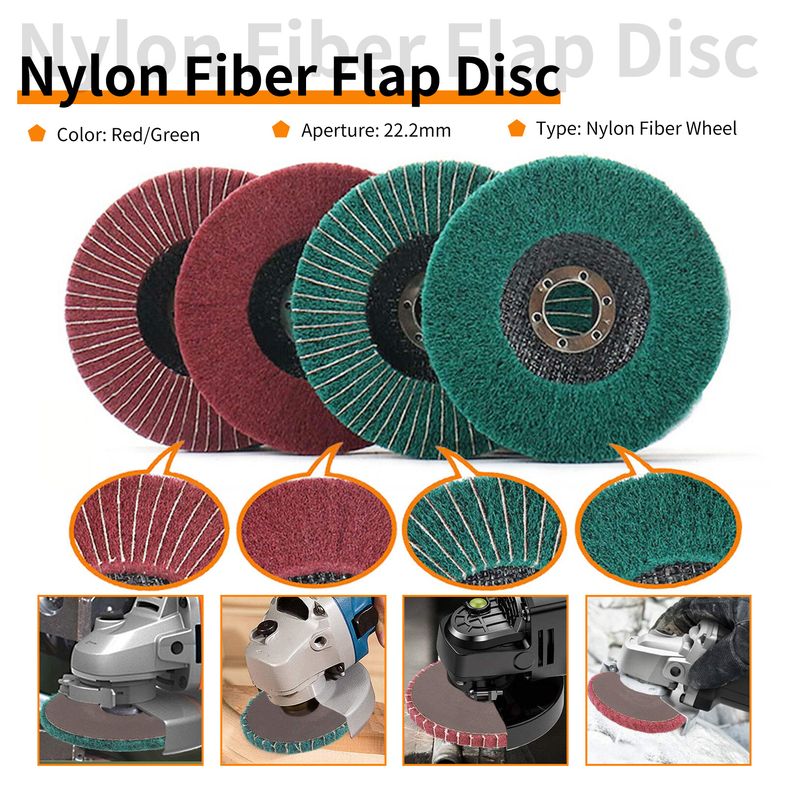 4.5″ Nylon Fiber Flap Polishing Wheel Buffing Disc 120-320Grit for Angle Grinder