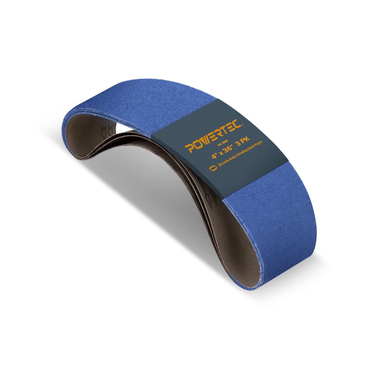 POWERTEC 3PK 4×36 Sanding Belts, 60 Grit Zirconia, 4 x 36 Zir, 60 Grit,