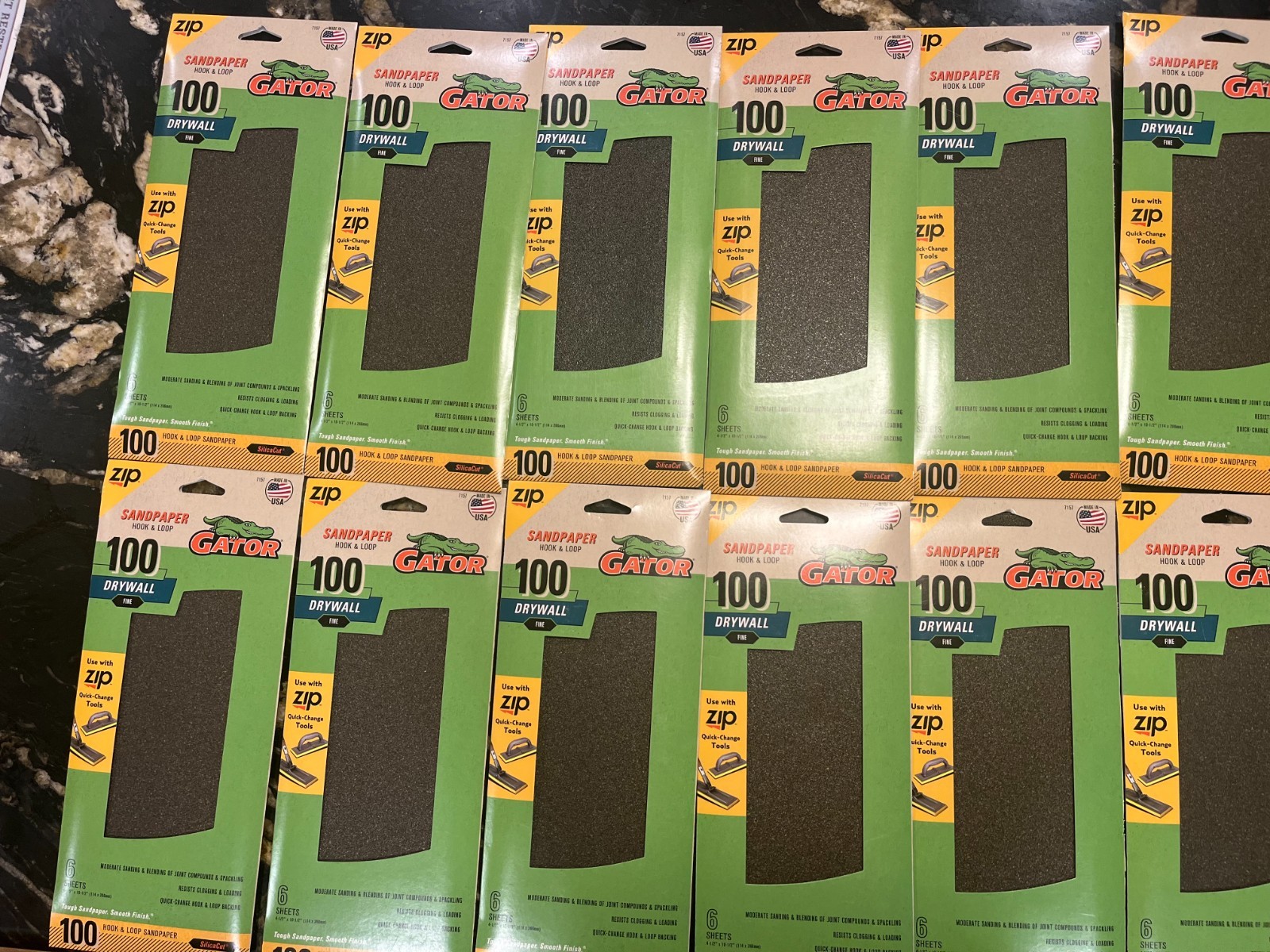12 New Zip SilicaCut Drywall Hook and Loop Sandpaper Sheets, 100 Fine Grit