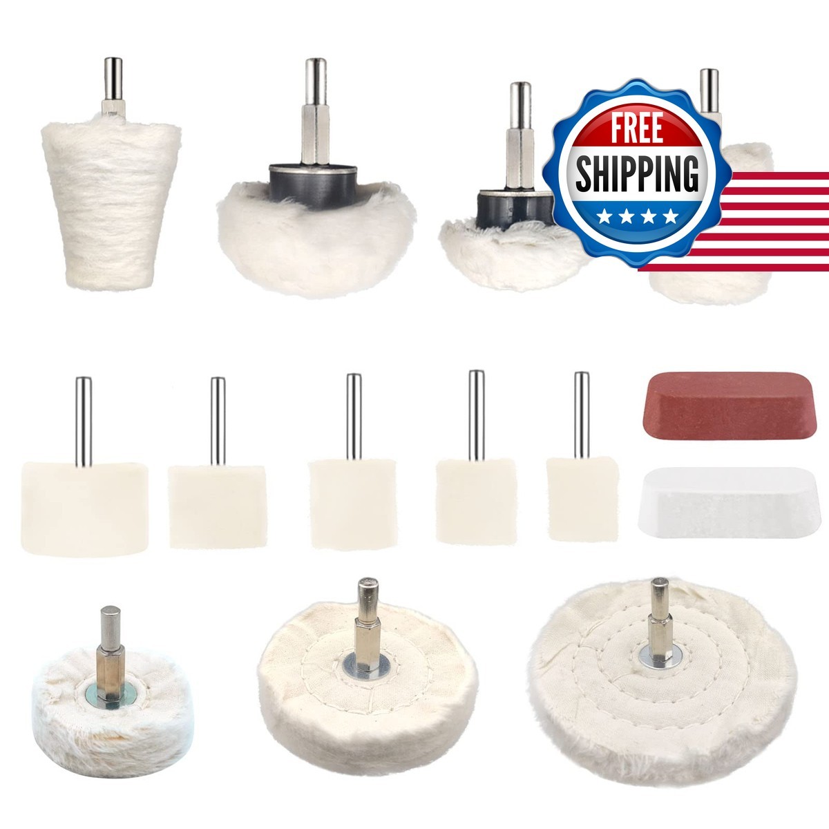 Tworider 14 Pcs Polishing Wheel Kit Drill – Buffing Pad Set 2 Compounds And 5