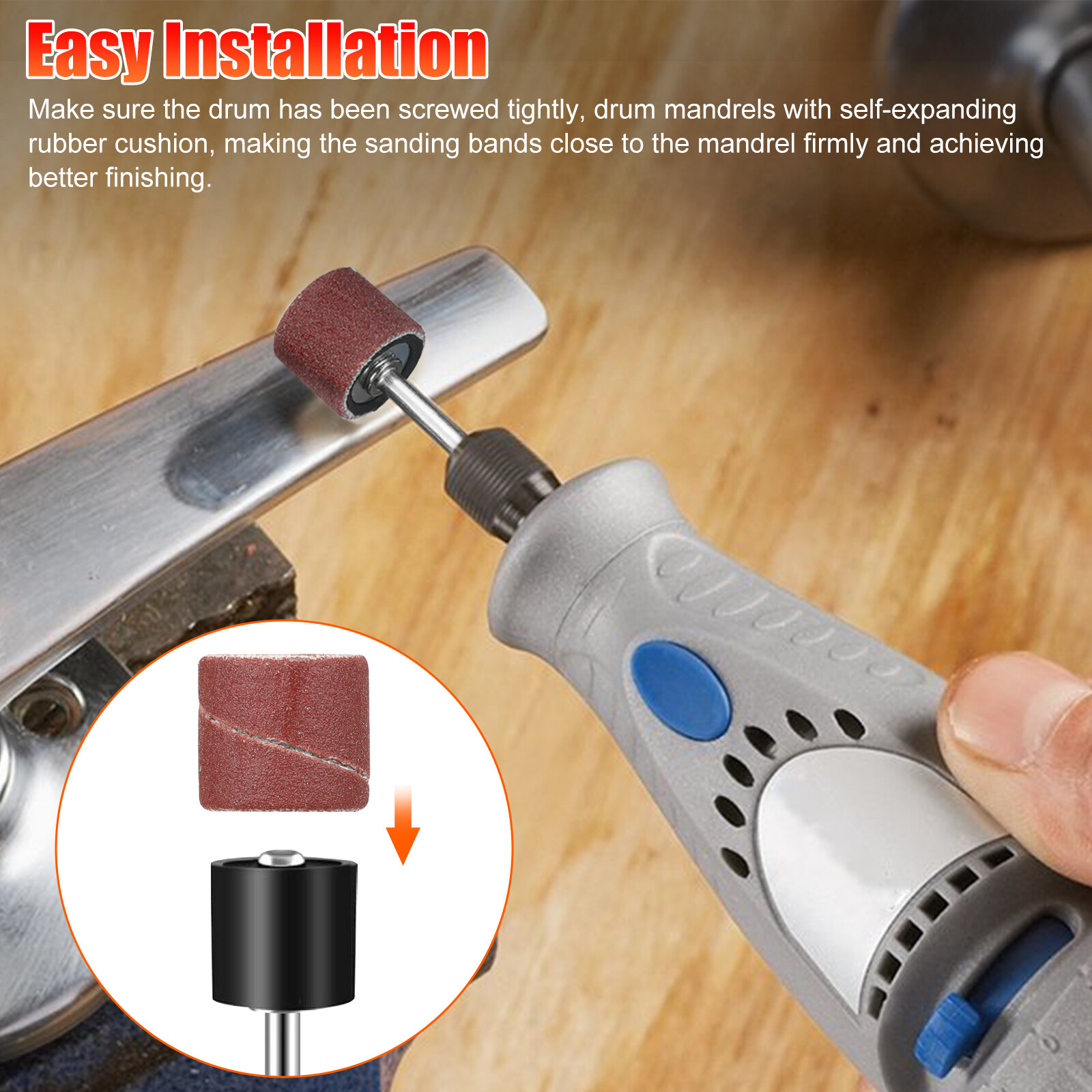384Pcs Sanding Drum Nail Sander Drill Bit Kit For Dremel Accessories Rotary Tool