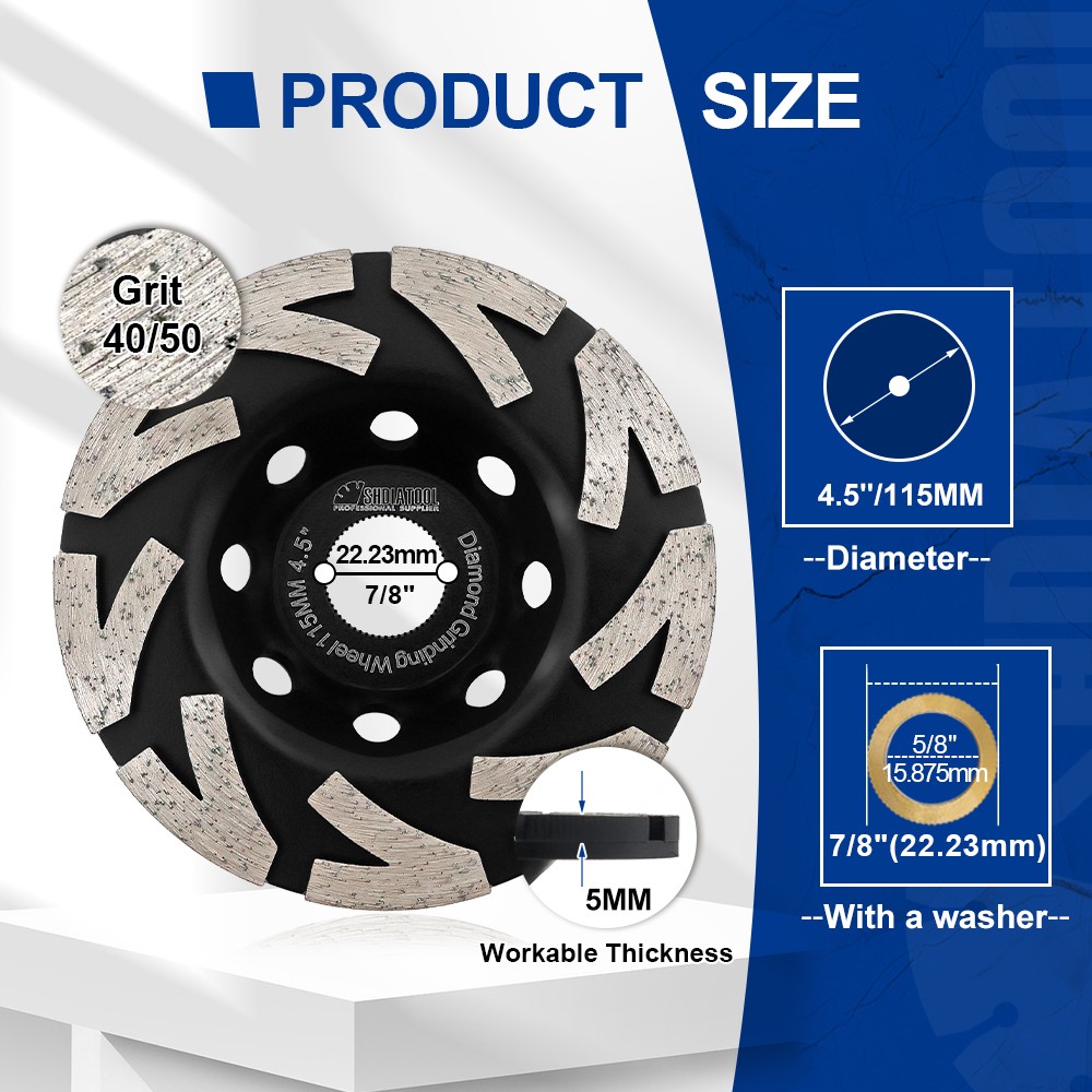 4.5” Segment Cup Wheel Diamond Concrete Epoxy Marble Grinding Angle Grinder