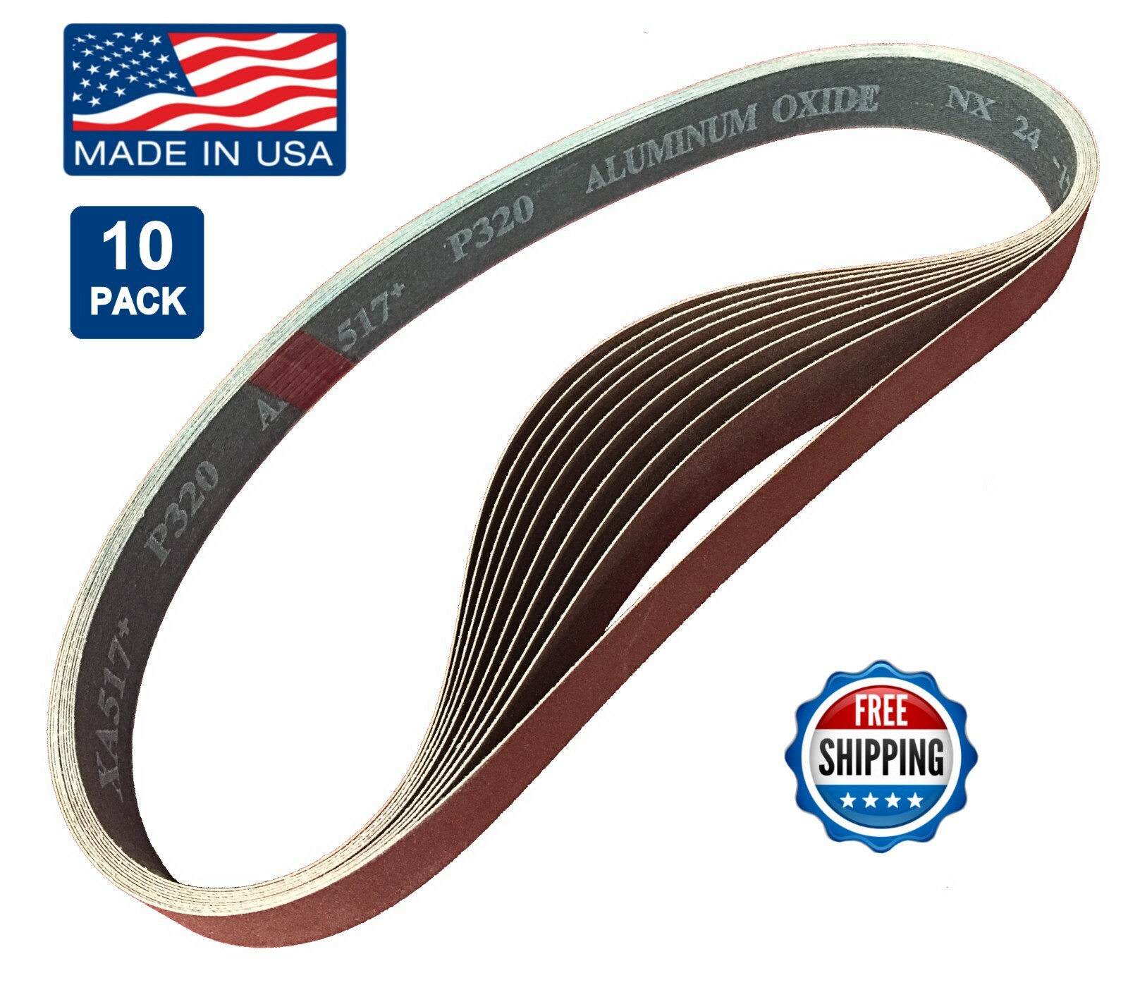 1″ x 30″ Sanding Belts, 10 pack, 320 grit, AL Oxide, Knife Blade Makers / Making