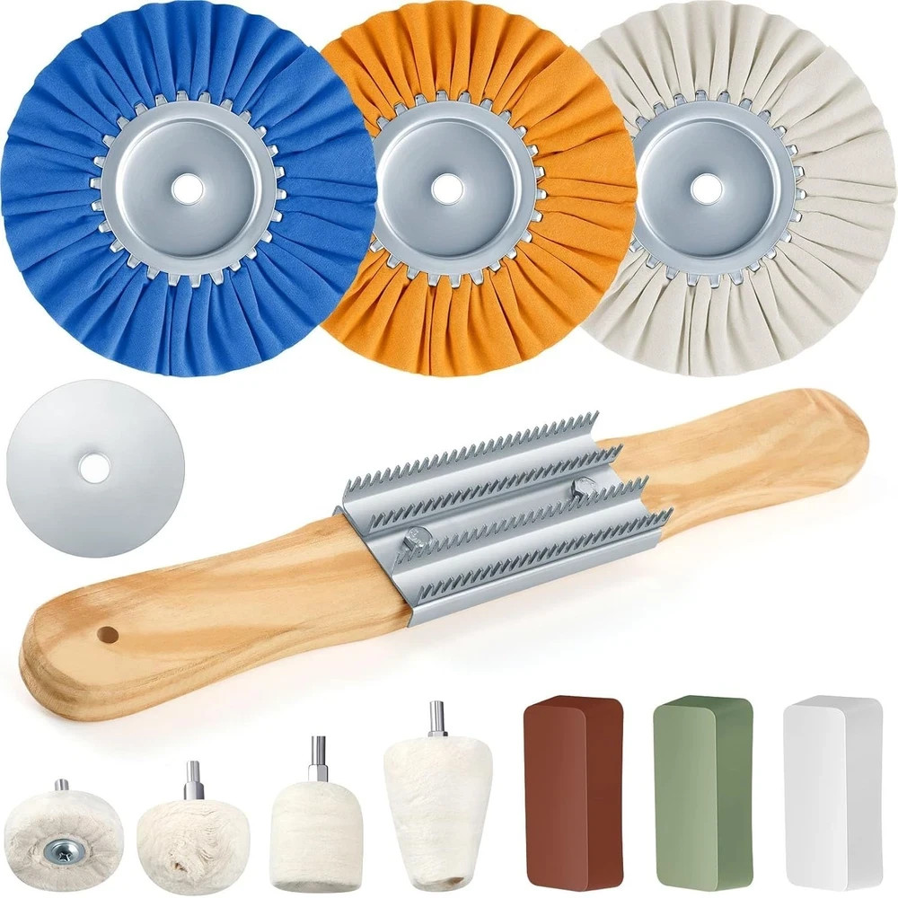 12 Pcs Airway Buffing Polishing Wheel Kit 8 Inch Aluminum Polishing Wheel
