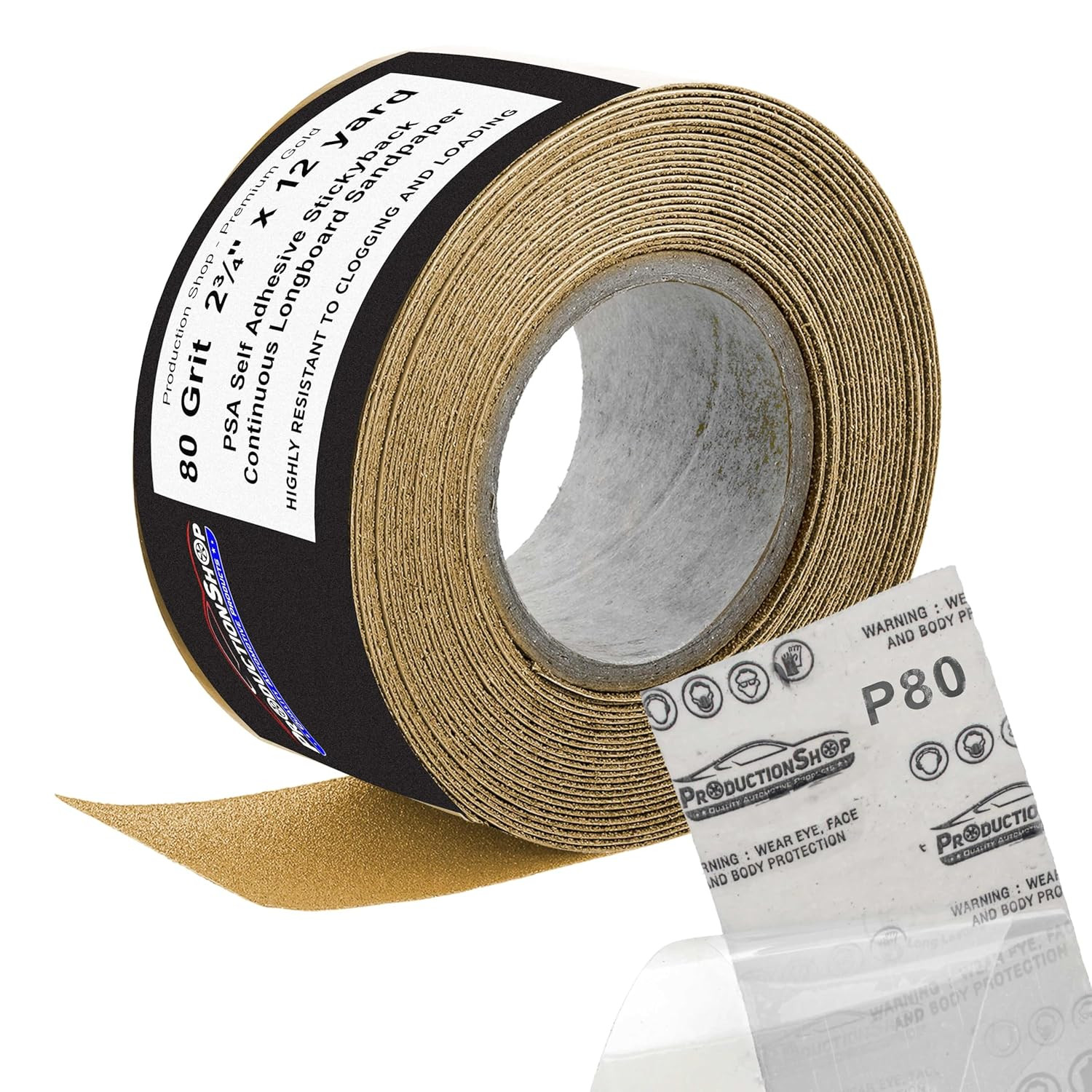 Premium 80 Grit PSA Gold Longboard Sandpaper, 2-3/4″ Wide Continuous 12 Yard Rol