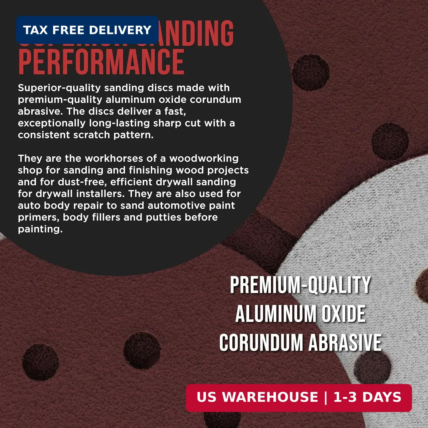 160 Pack 5 inch Sanding Discs 8-Hole Red Variety Pack Grit, Hook ,Loop Sandpaper