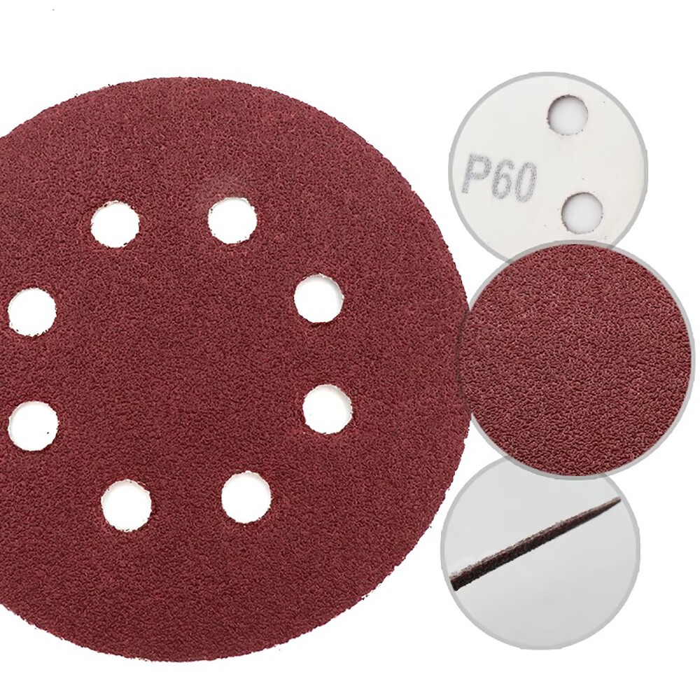 125mm 5″ Sanding Discs 40# – 2000# Grit Orbital Sander 8 Hole Pad Sandpaper Pads