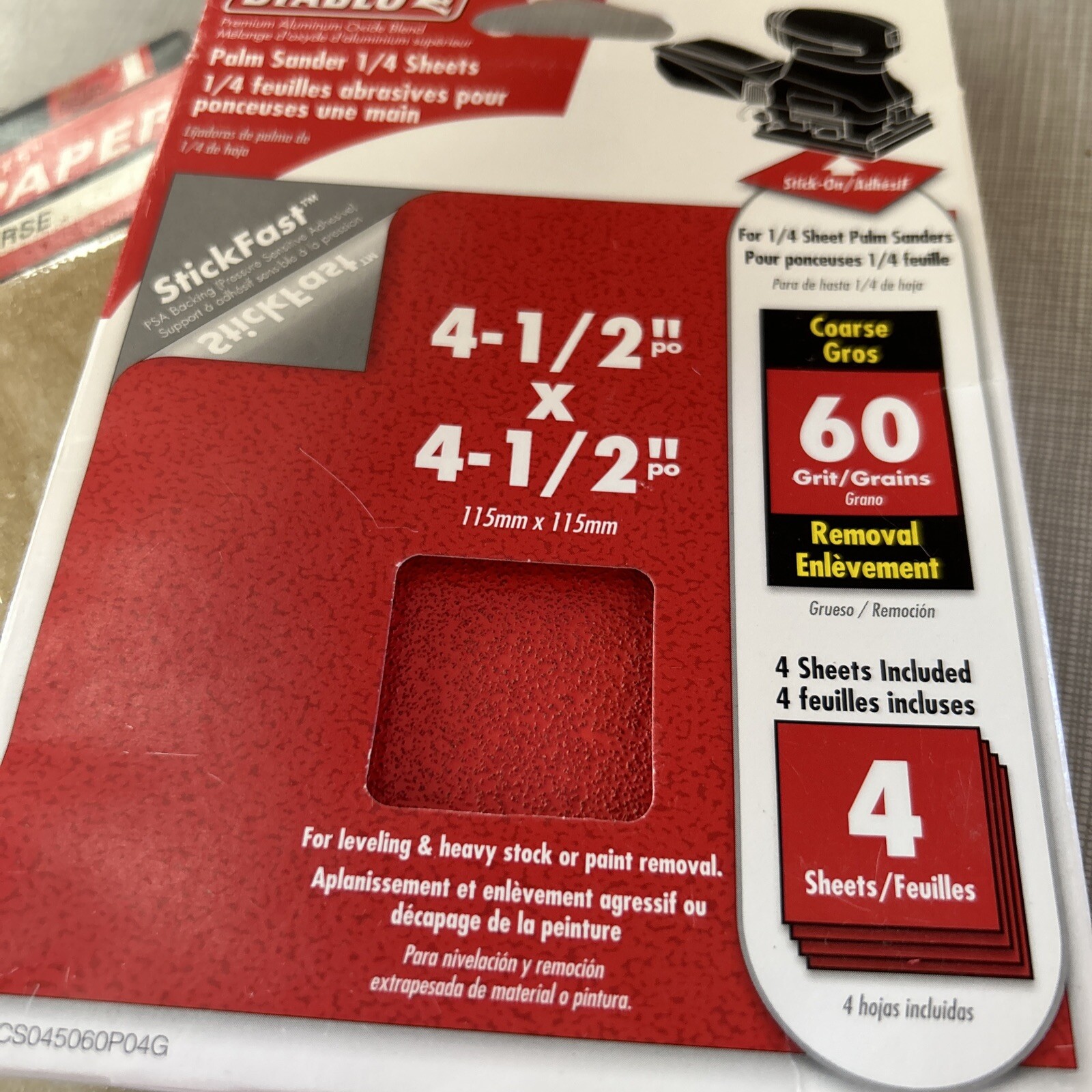Sandpaper Lot – Diablo Sand Sheets 1/4 4.5″ x 4.5” Palm Sander 4 1/2”x5” 30 Pc