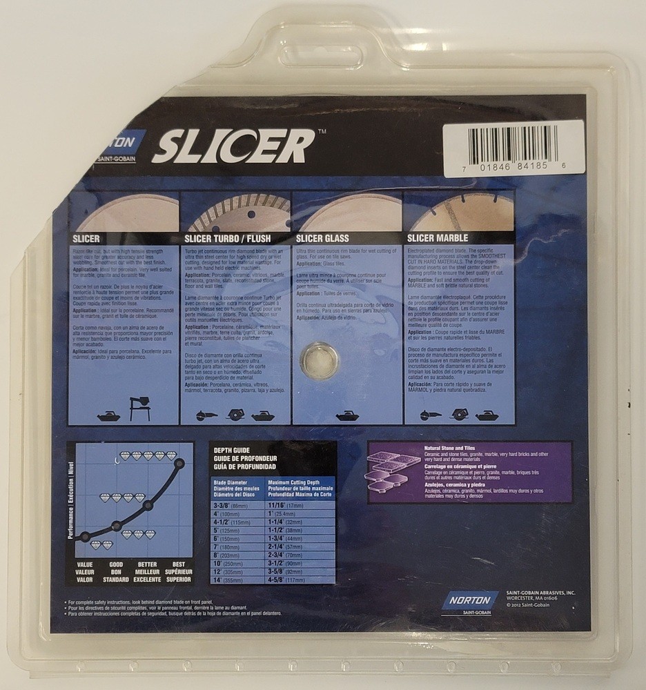 Norton 10″ Slicer Continuous Rim Diamond Blade – 10x.060×5/8″ (250×1.5/16mm)