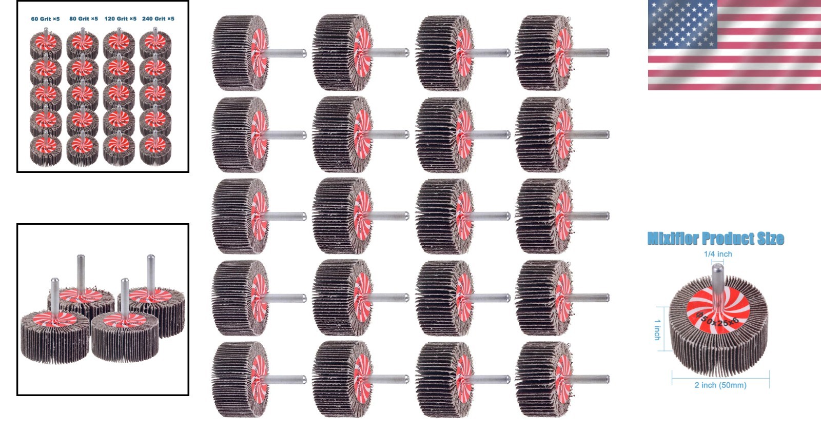 Abrasive Flap Wheel Sander Set 20 Pack Drill Flap Wheels for Metal Wood