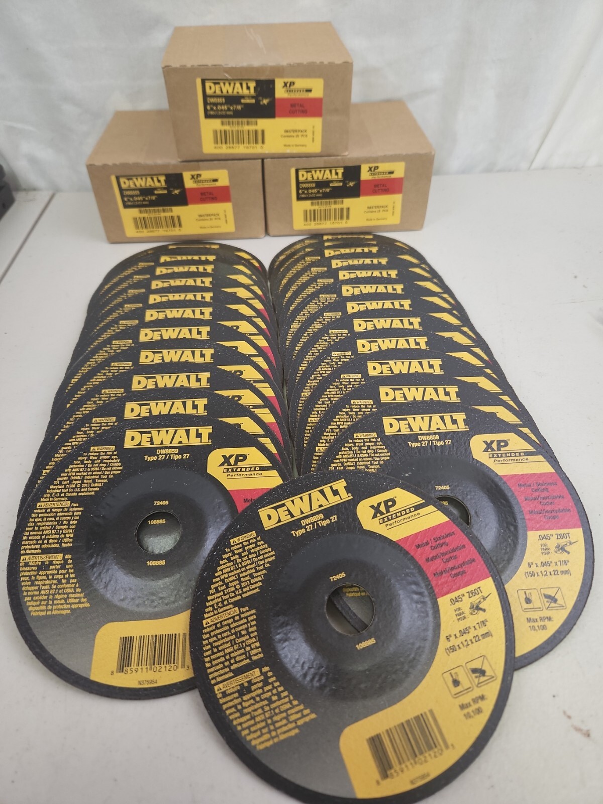 Dewalt DW8859 Metal / Stainless Cutting Wheel 6″ x .045″ x 7/8″ 100 Pack