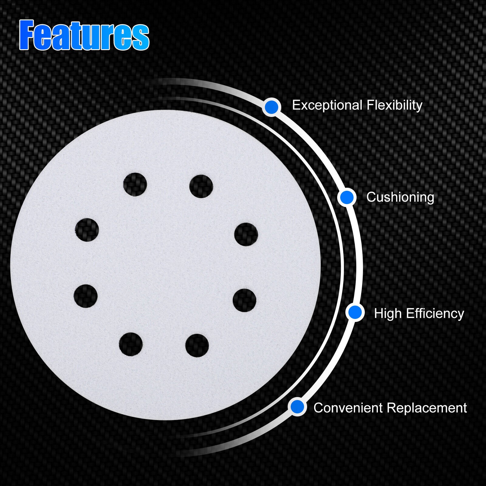2PCS 5in Sponge Foam Cushion Orbital Sander Interface Buffer Pad Accessories