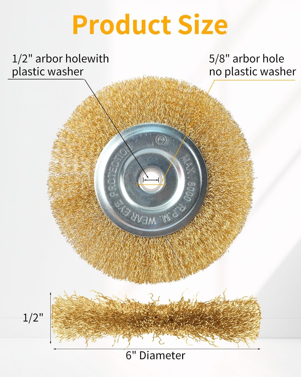 6″ INCH ROUND WIRE BRUSH WHEEL FOR BENCH GRINDER