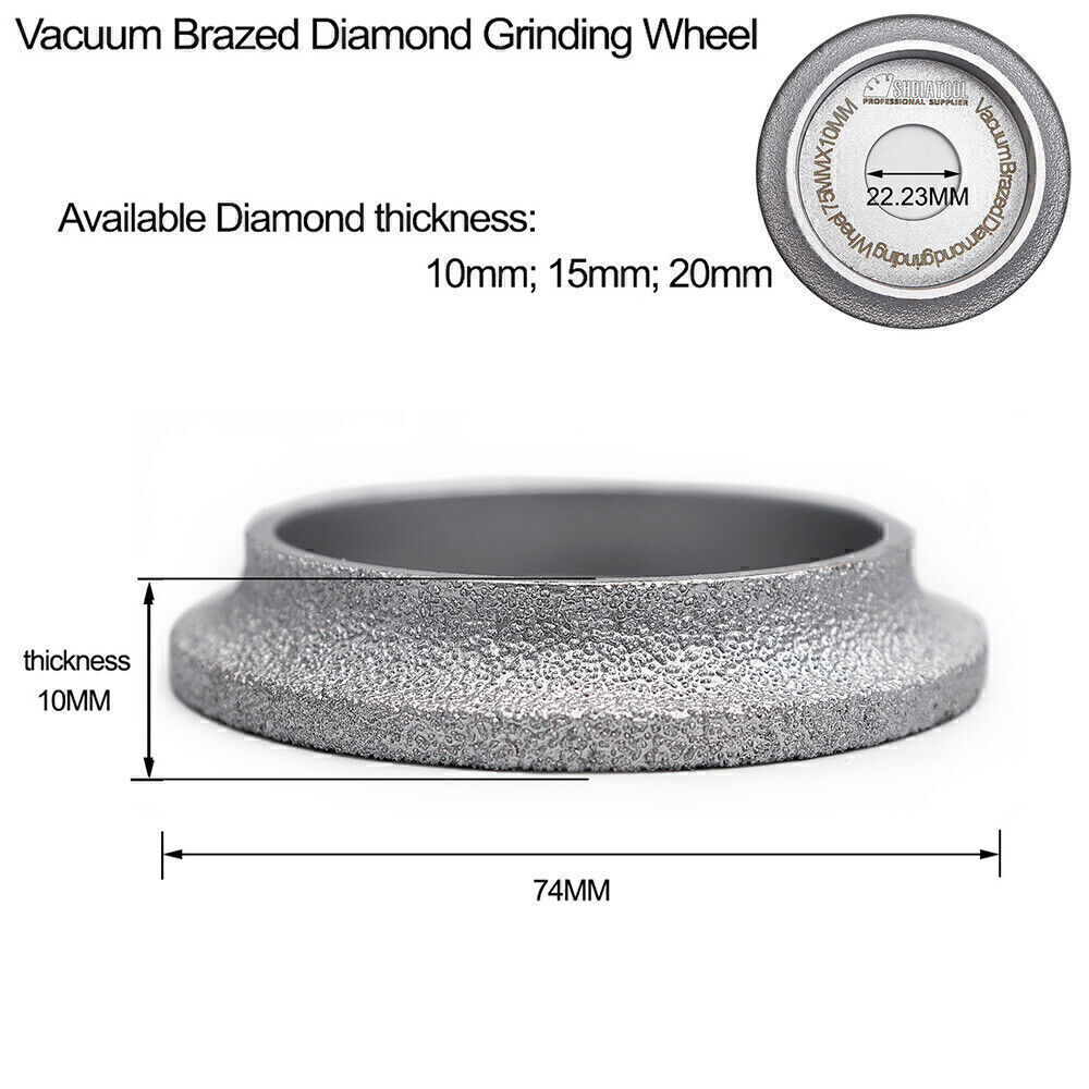 Vacuum Brazed Diamond Grinding Wheel Demi-Bullnose Edge Profile Dia 75mm