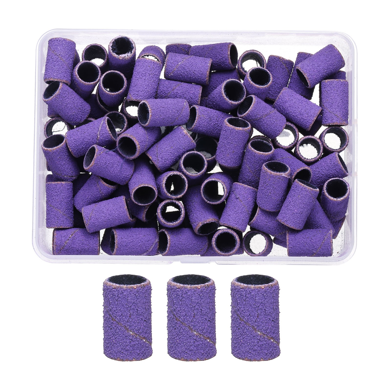 100pcs Small Sanding Bands 120 Grit for Nail Drill Bits Purple