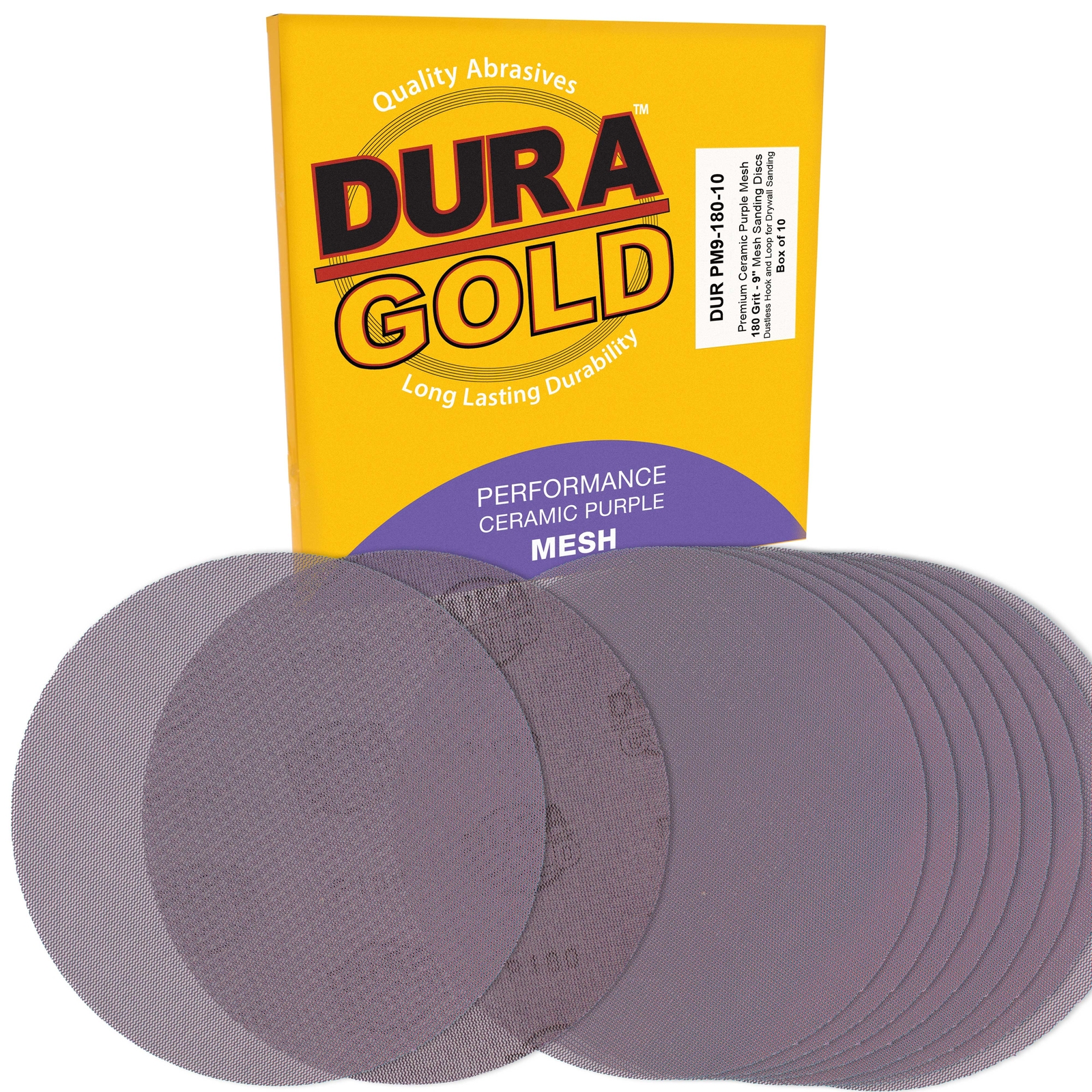 180 Grit 9″ Purple Ceramic Mesh Sanding Discs, Box of 30 – Hook & Loop Sandpaper