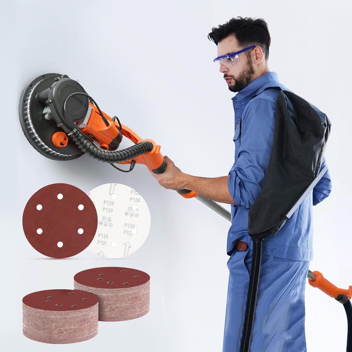50pc 9 Inch 6 Hole Sanding Discs Set 50pc 60 80 120 150 240 Grit Sandpaper Set