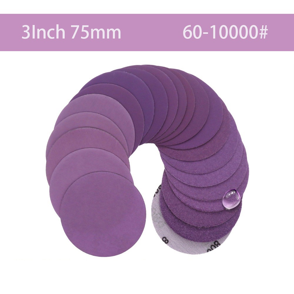 75mm 3 Inch Hook Loop Sanding Discs Pads 60-10000 Grit Round Wet & Dry Sandpaper