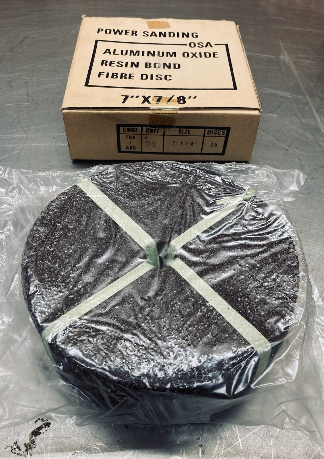 25 Pack 7″ x 7/8″ Fiber Resin Sanding Disc Aluminum Oxide 24 Grit Made in USA