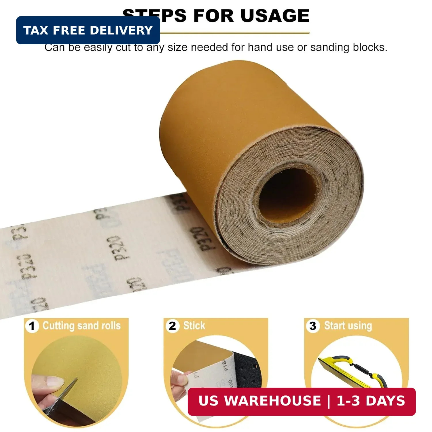 Total 20 Yards 2-3/4″ Wide Continuous Sandpaper Roll Kit – 80 120 180 320 Grit H