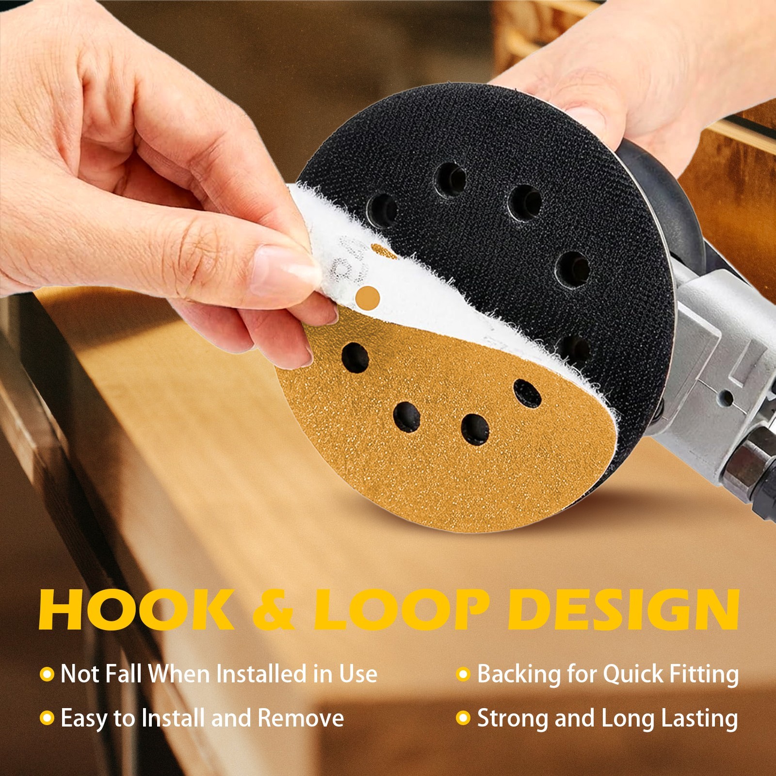 50-PACK 5 inch Sanding Discs 8-Hole Hook Loop for Orbital Sander Paper 240 Grit