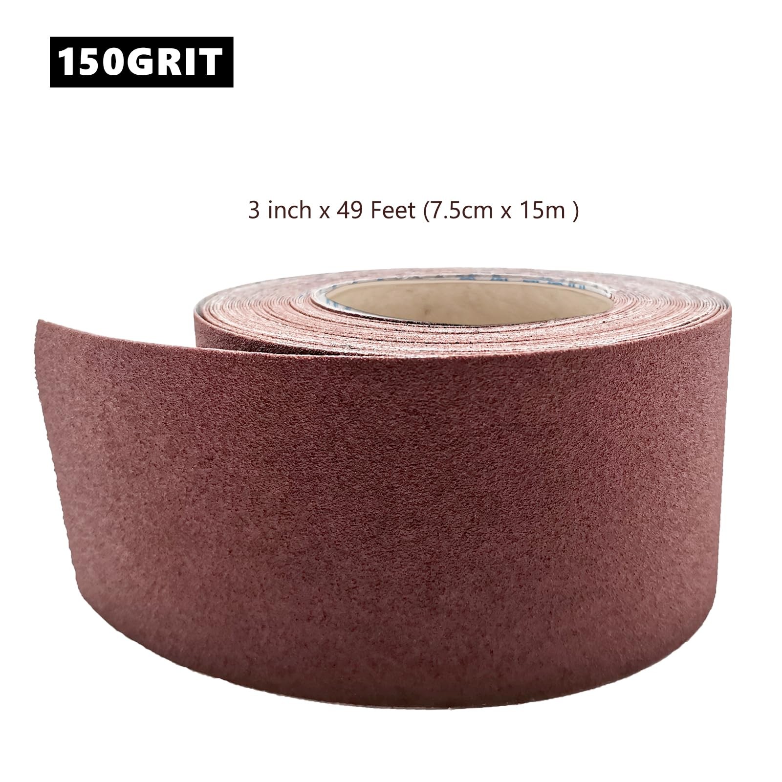 150 Grit Sandpaper Roll, 3 Inch x 49 Feet Emery Cloth Roll Aluminum Oxide Abr…