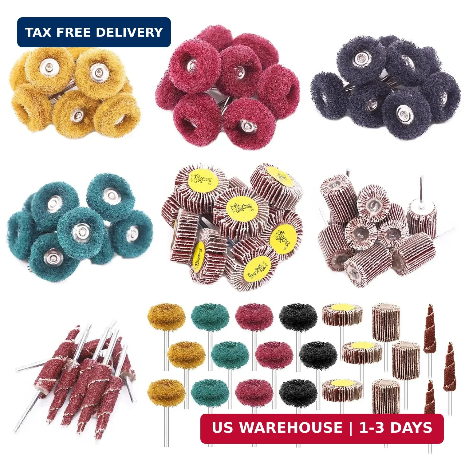 Abrasive Flap Wheel Set 50pcs 80 120 180 320 400 Grits Sanding Buffing Polish…