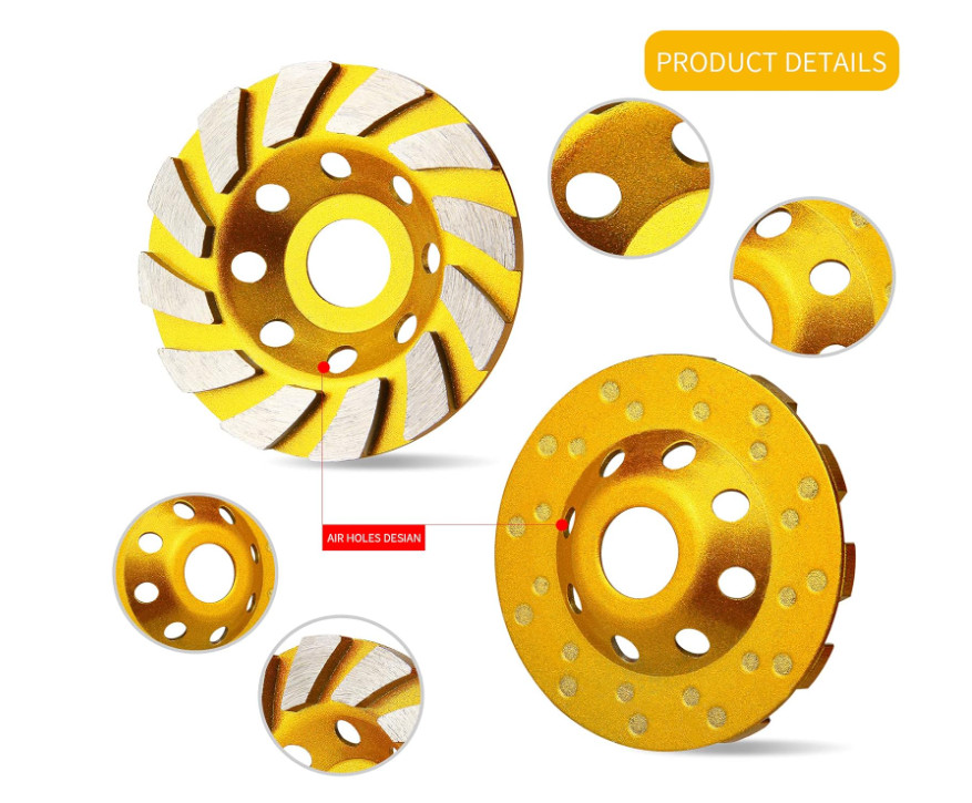 Pack 3 Muelas Diamantadas Copa 4″ Turbo 12 Segmentos para Hormigón