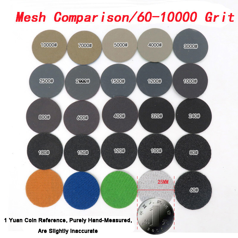 996A 25/50mm Wet&Dry Sanding Discs Hook&Loop 1″/2″ Sandpaper Pads Grit 60-10000#
