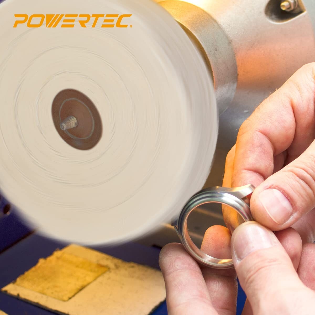 POWERTEC 6″ Bench Grinder Buffing Wheel Kit w/ 3pcs Polishing Compound Set