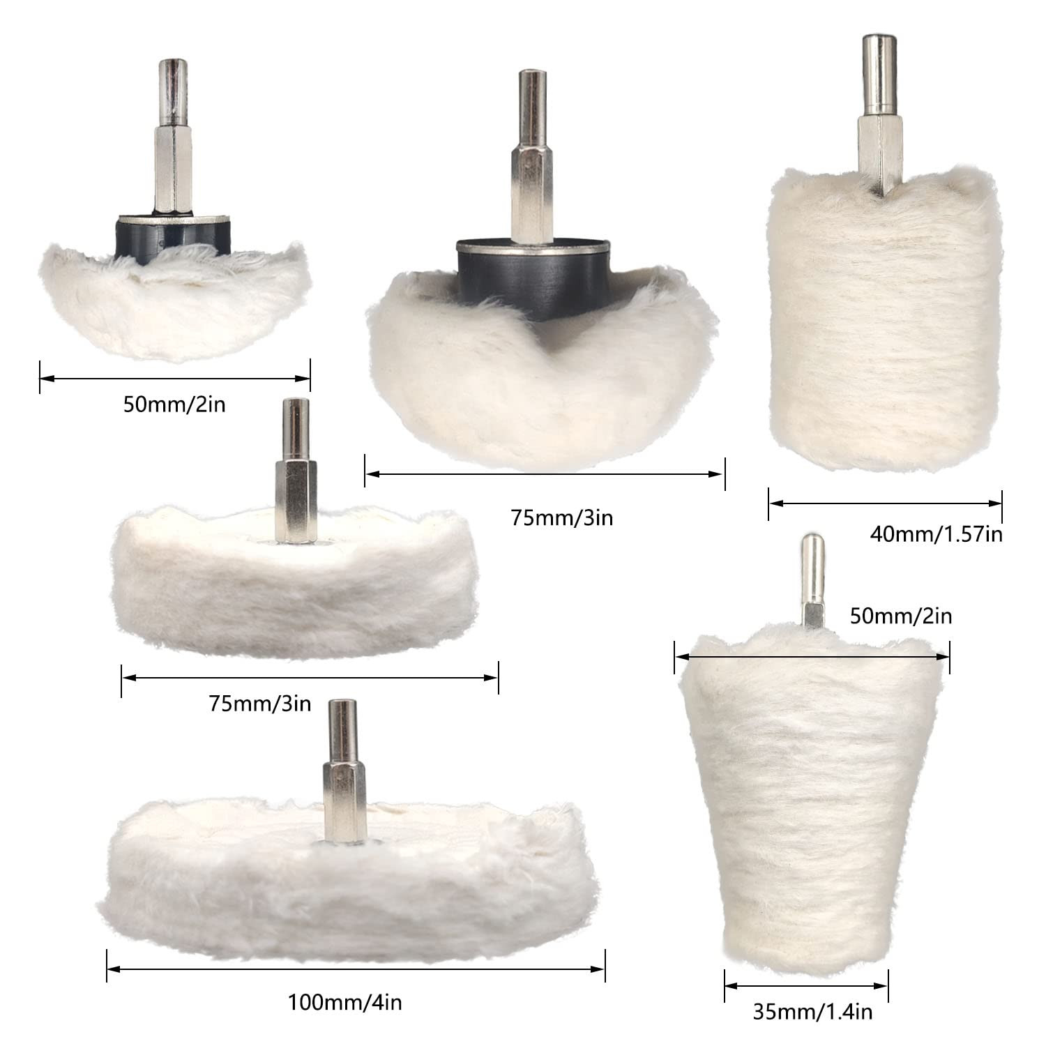 6 Pcs Buffing Wheel for Drill,Buffing Pad Polishing Wheel Kits,Wheel Shaped
