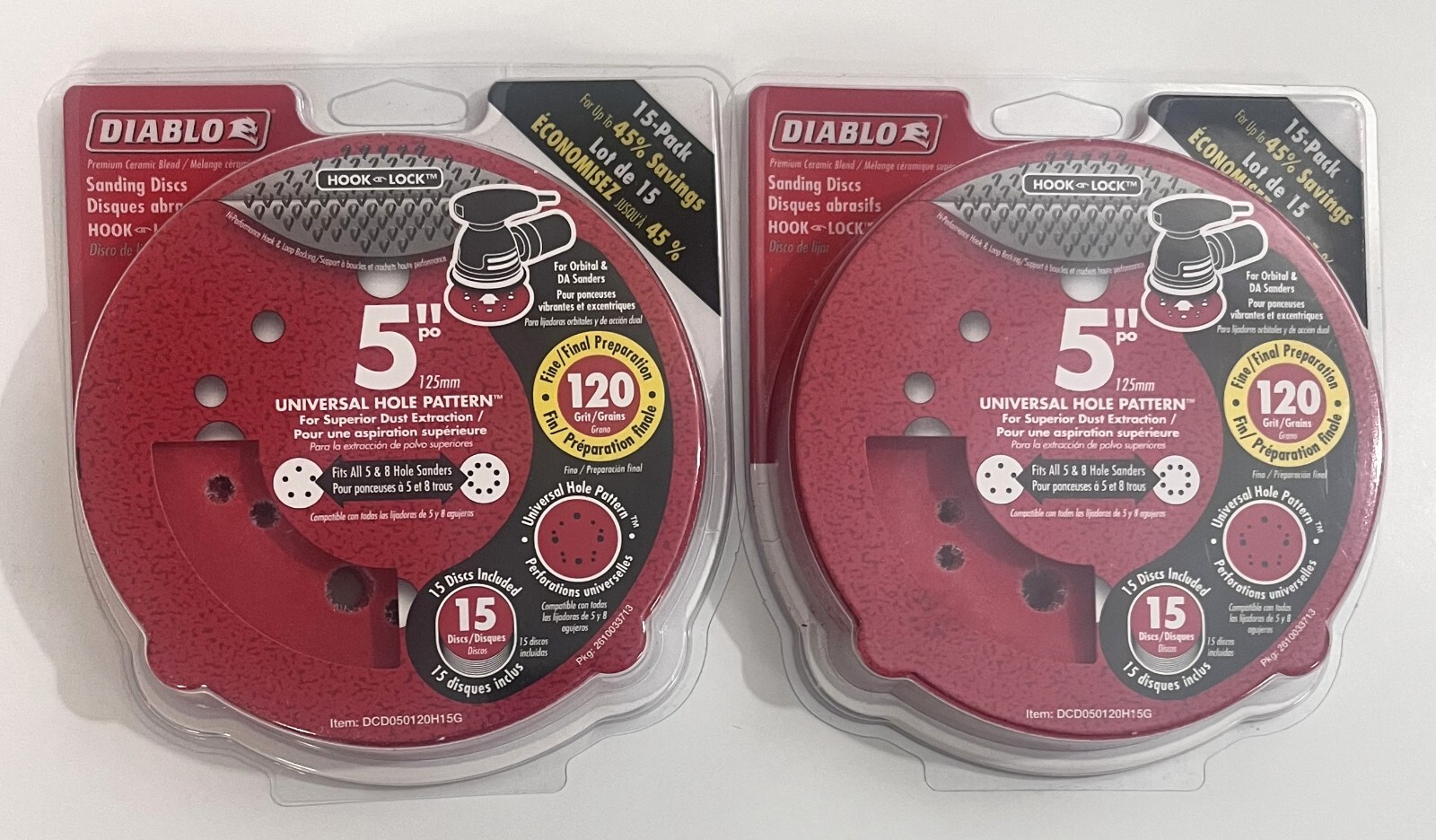 Diablo 5″ 120 Grit Sanding Discs 30 Count Hook & Loop Universal Orbital