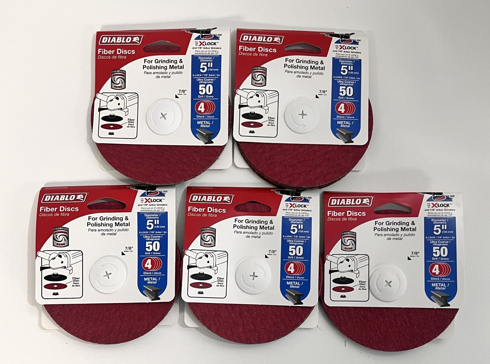 20 Diablo DCF050050S04G 5″ X-LOCK Fiber Discs 50 Grit (5-Packs of 4 Discs)