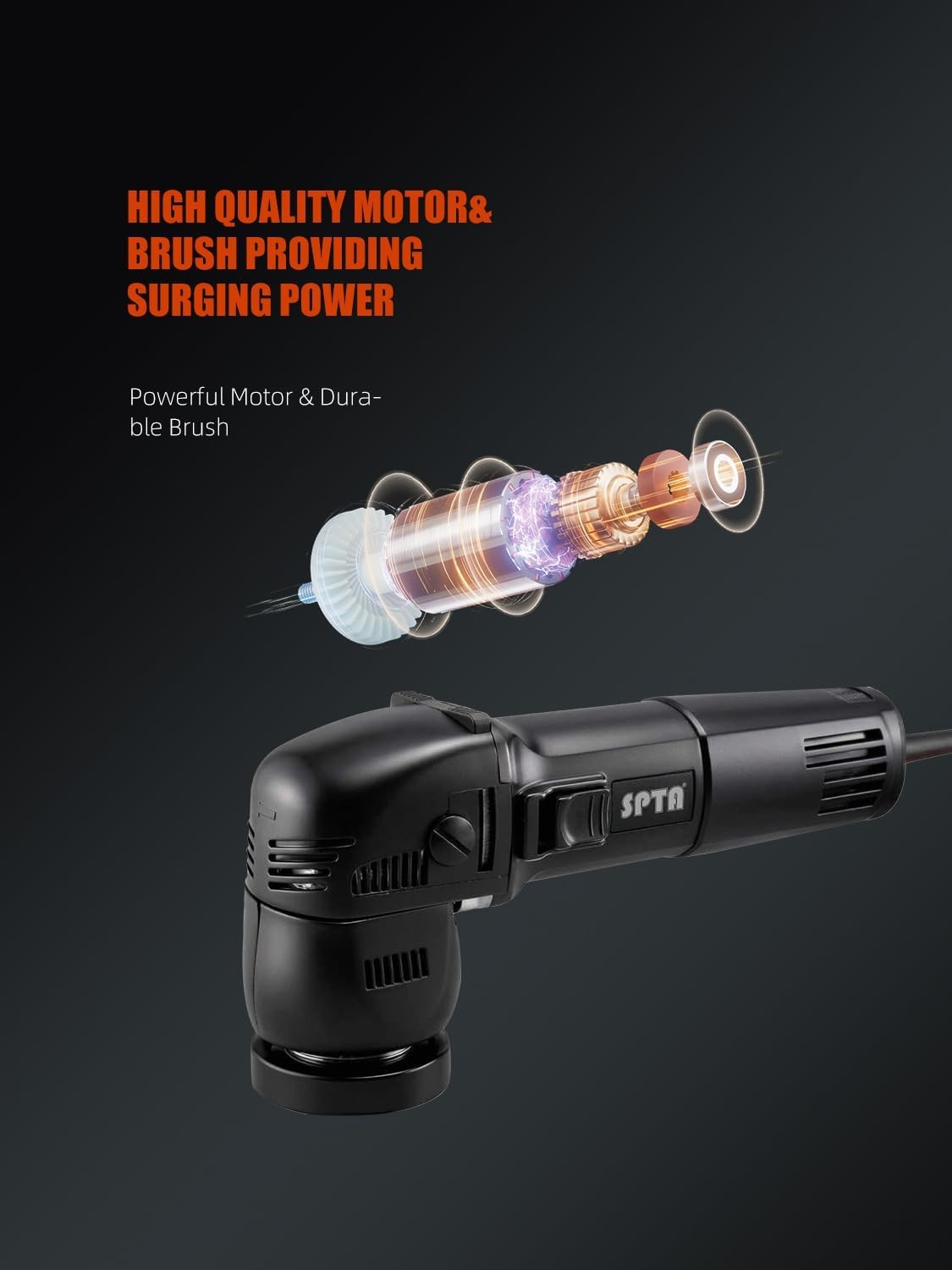 SPTA Mini Rail Polisher -3-inch (10 mm) / 780 Watts Variable Speed ​​Dual Action