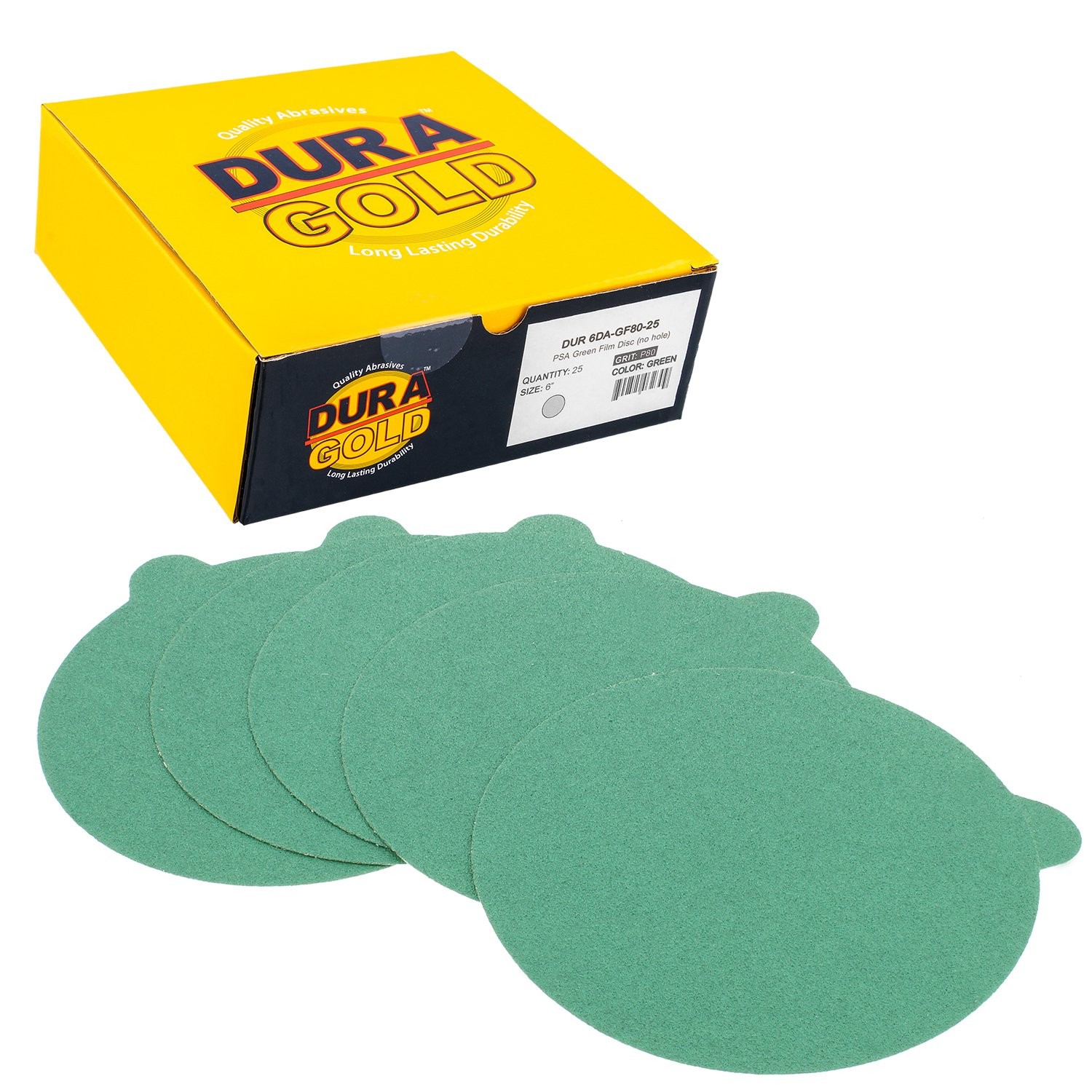 Premium 6″ Green Film PSA Sanding Discs – 80 Grit (Box of 25) – Self Adhesive…
