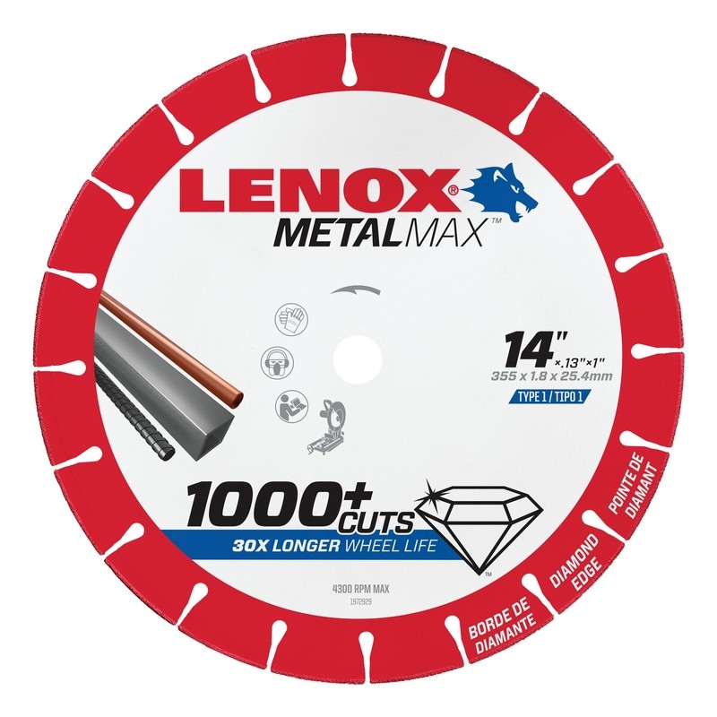 LENOX MetalMax 14 in. D X 1 in. X .130 in. thick Diamond/Metal Cut-Off Wheel 1 p
