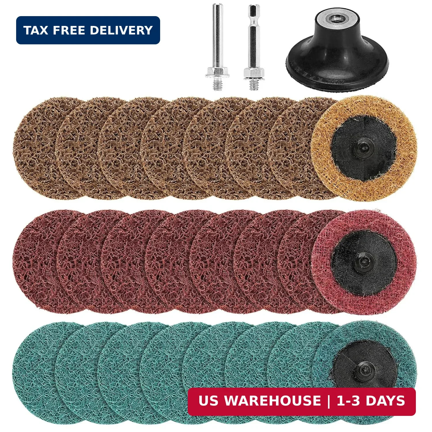 25Pcs 2 inch Quick Change Sanding Discs Set (Fine Medium Coarse) Roll Lock Discs