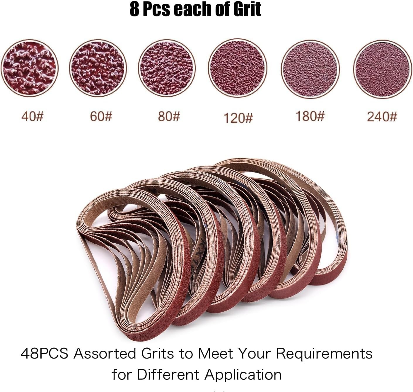 High-Performance 48 PCS Sanding Belts – 1/2×18 Inch for Wood, Metal & Plastics