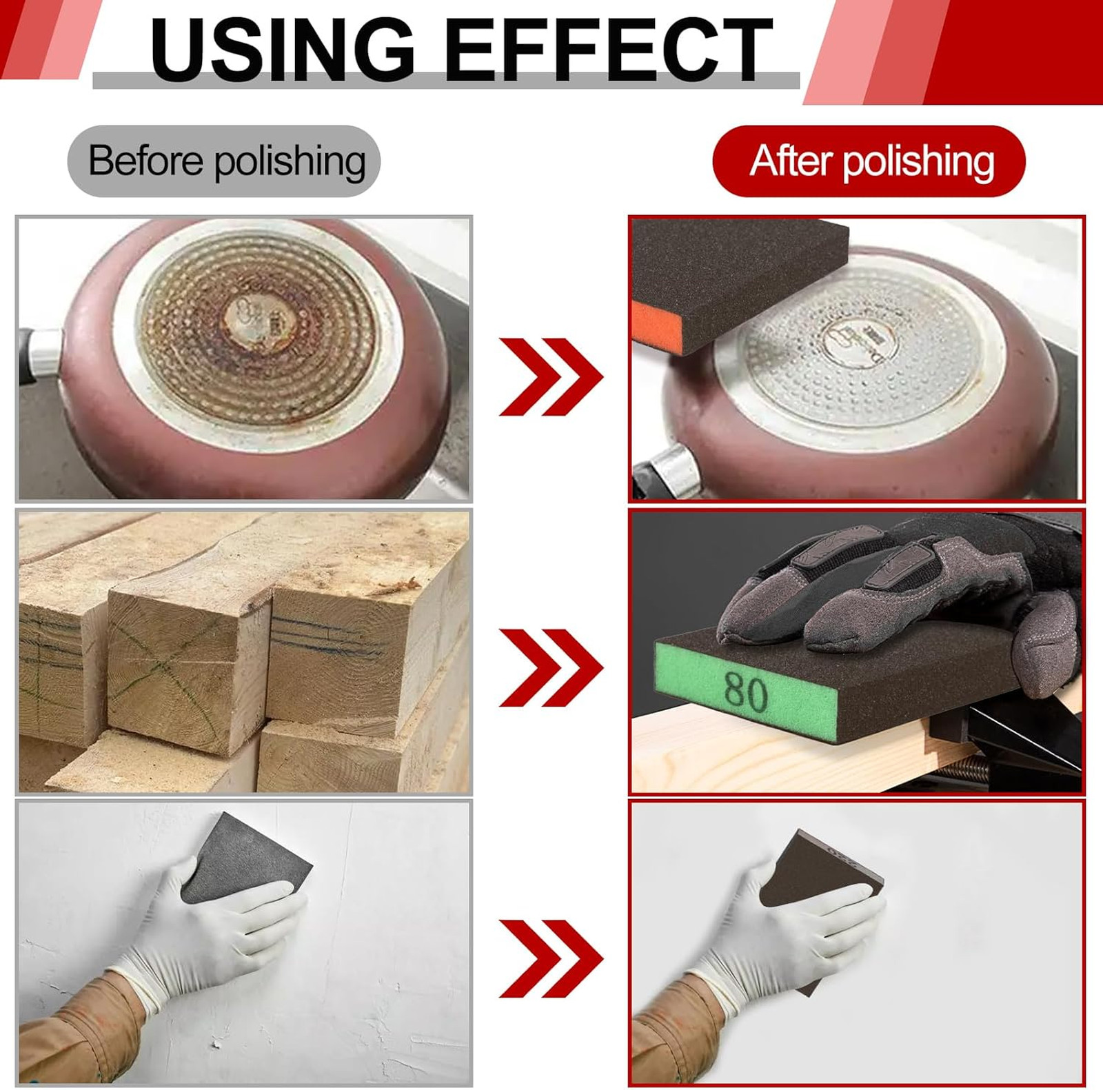 Sanding Sponge Assortment 8 Pack Includes 60 80 120 220 Grit Reusable for