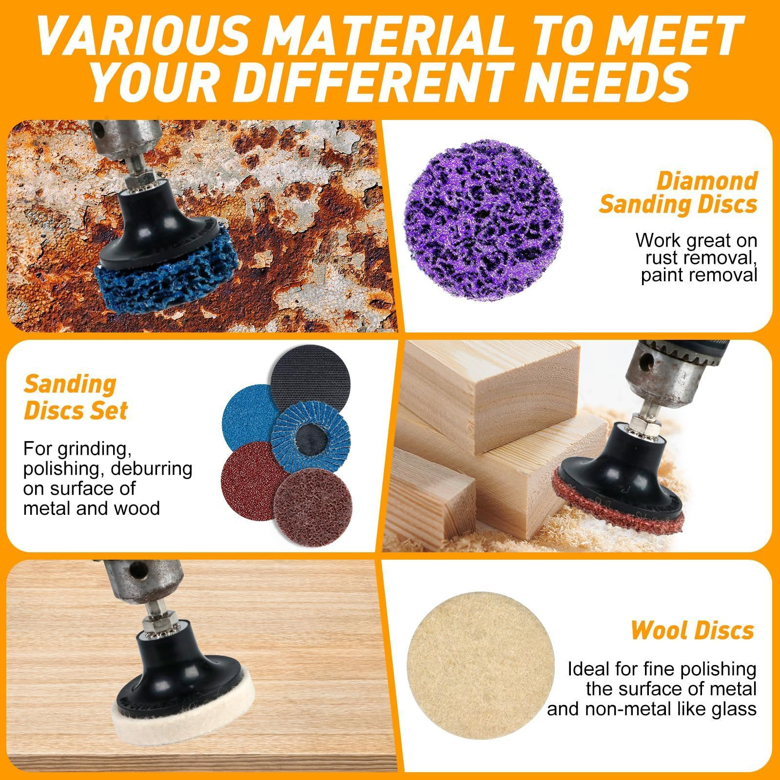 172 PCS 2 Inch Die Grinder Sanding Discs with 1/4″ Holder for 2 inches