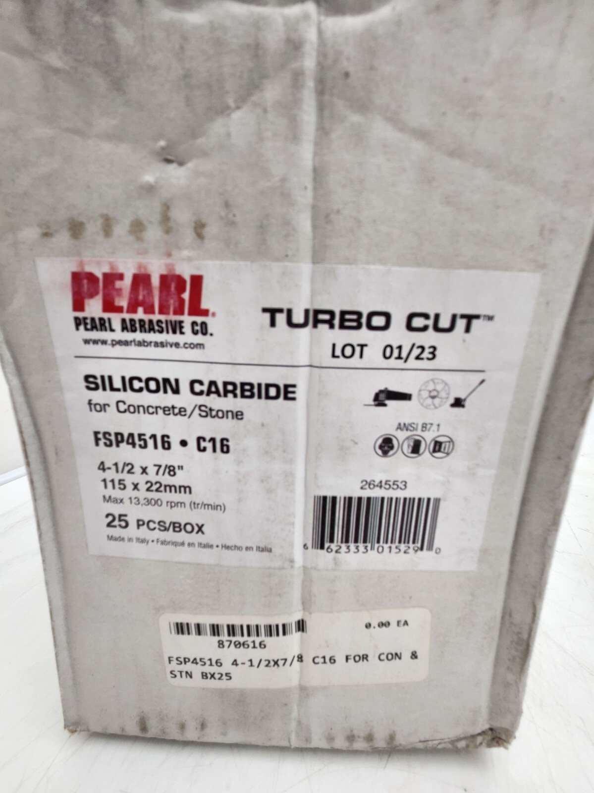 25 Pack Pearl Abrasive Silicon Carbide Turbo Cut Discs C16 – 4.5″ FSP4516